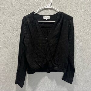 Bella Dahl Black Wrap Long Sleeve Blouse